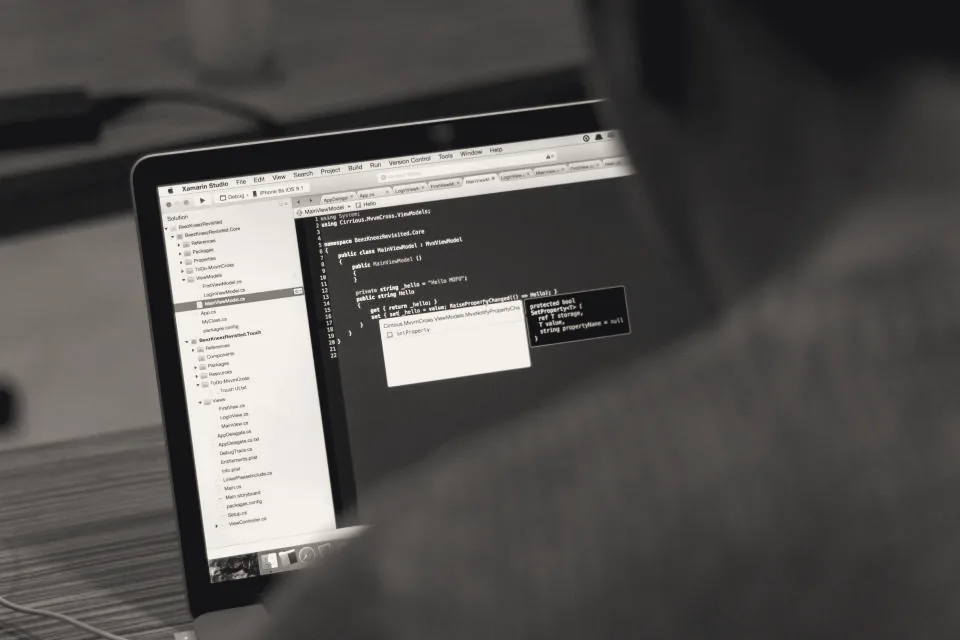 Desarrollador trabajando con código en su laptop